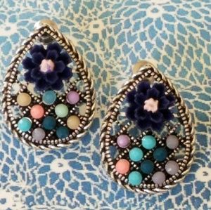 old-fashioned teardrop earrings beads & flowers